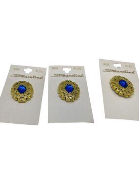 Streamline Gold Blue Button K669  Filigree Regency New